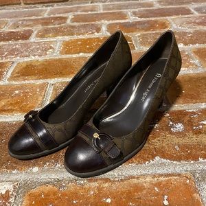 Etienne Aigner Shiny Brown Buckle Heels size 6